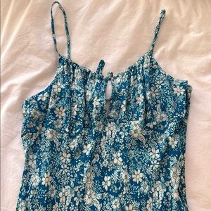 Floral Blue and White Spaghetti Strap Dress